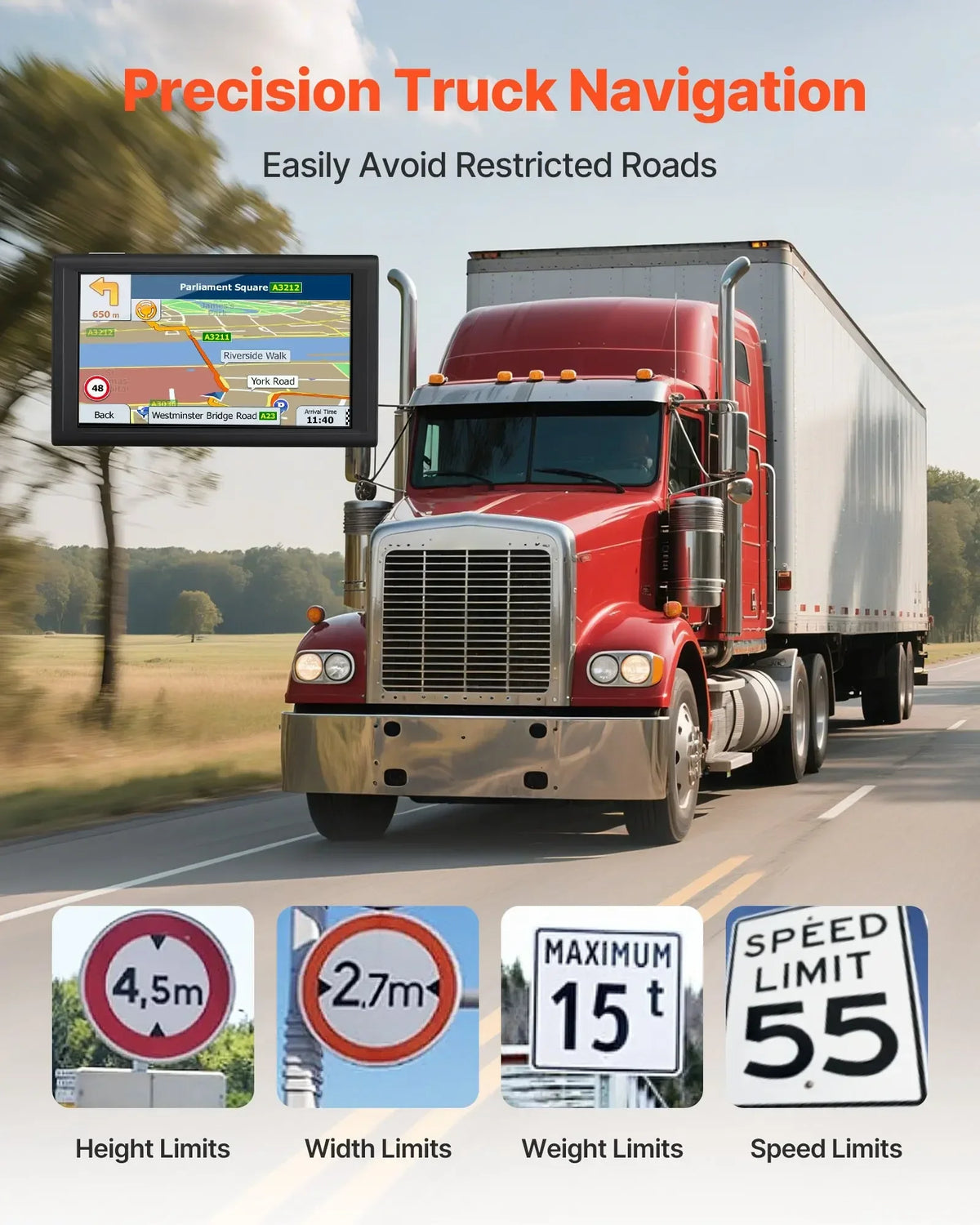 9″ GPS Navigator with Dash Cam