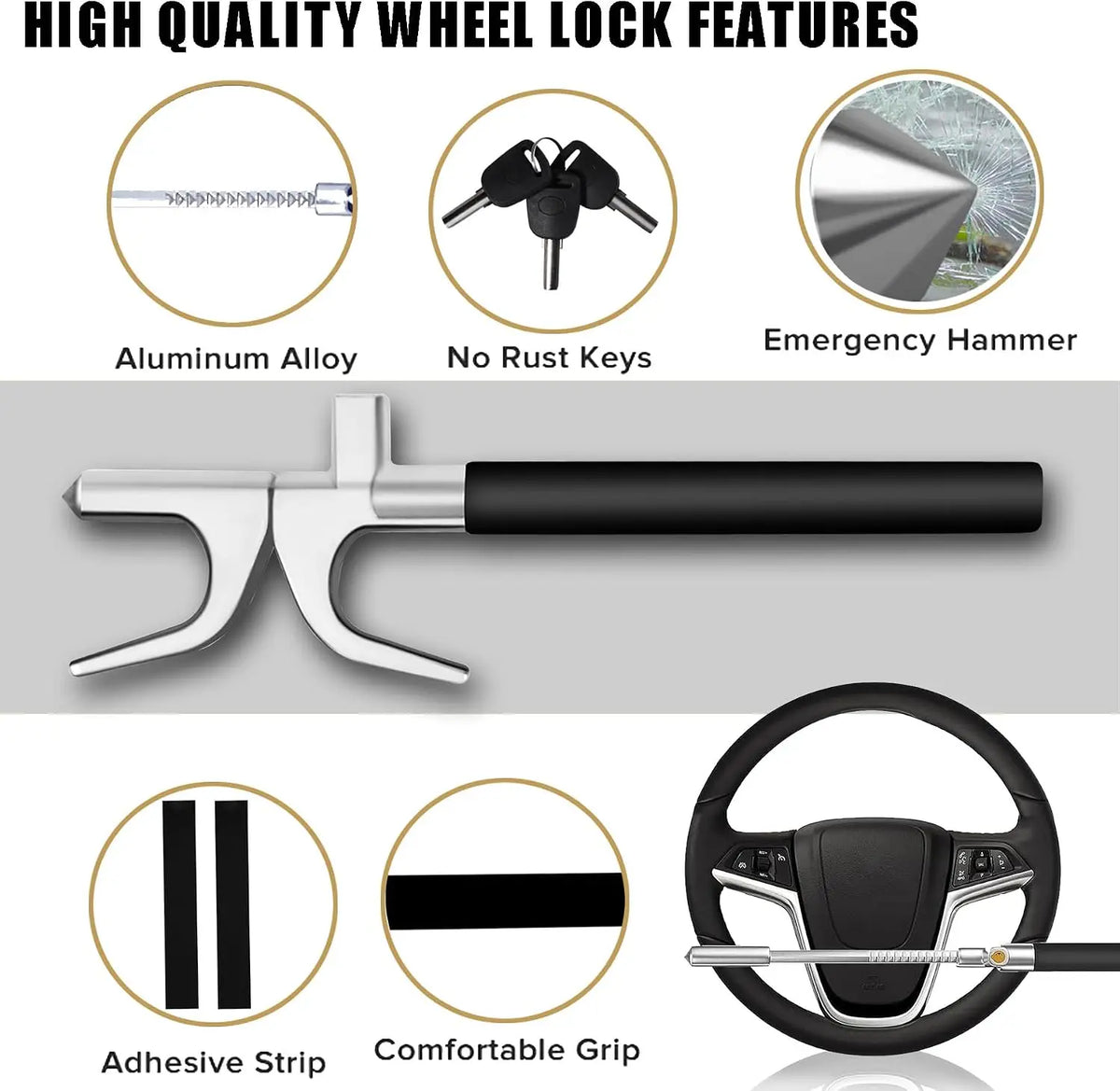 Adjustable Steering Wheel Lock