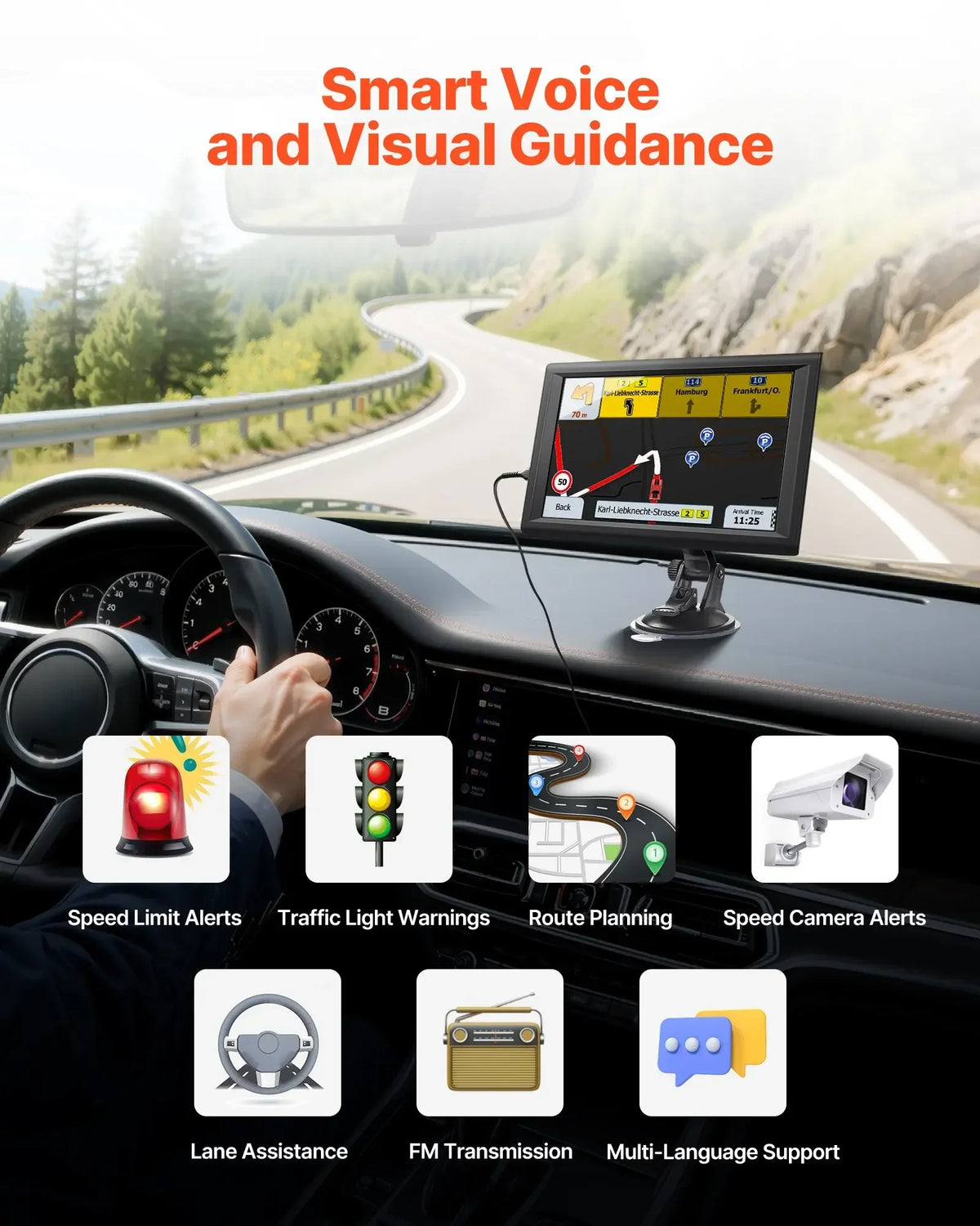 9″ GPS Navigator with Dash Cam