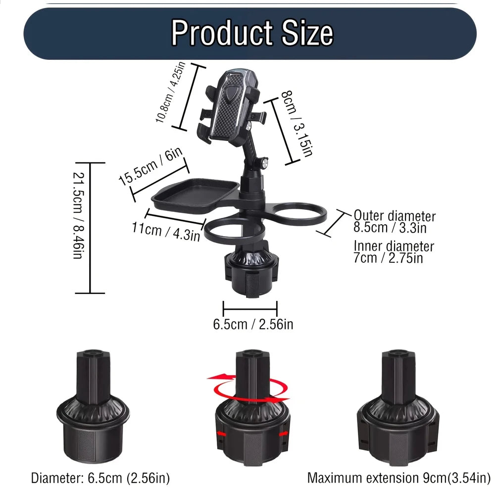 3-in-1 Car Cup Holder Tray