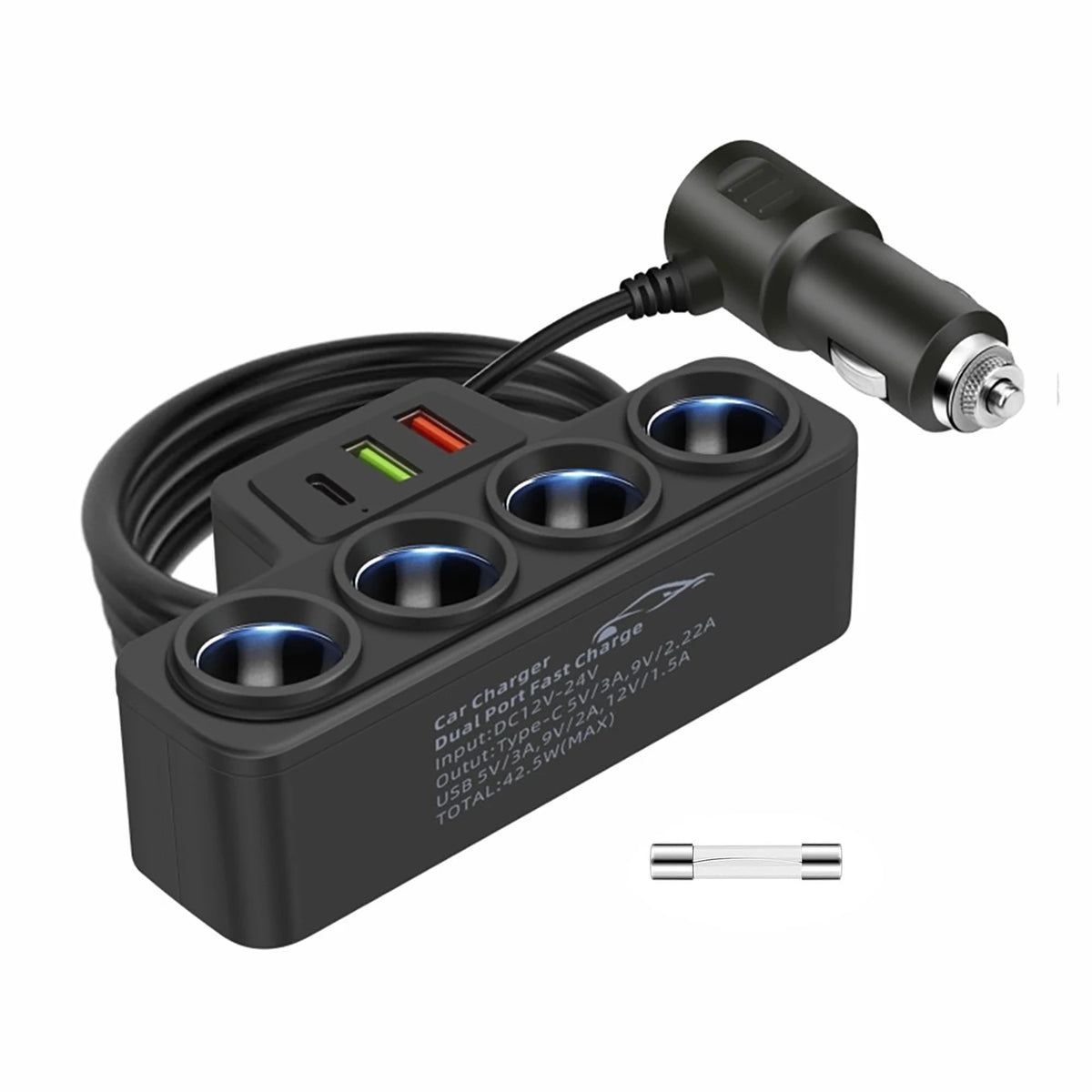 4-Socket Car Charger Adapter