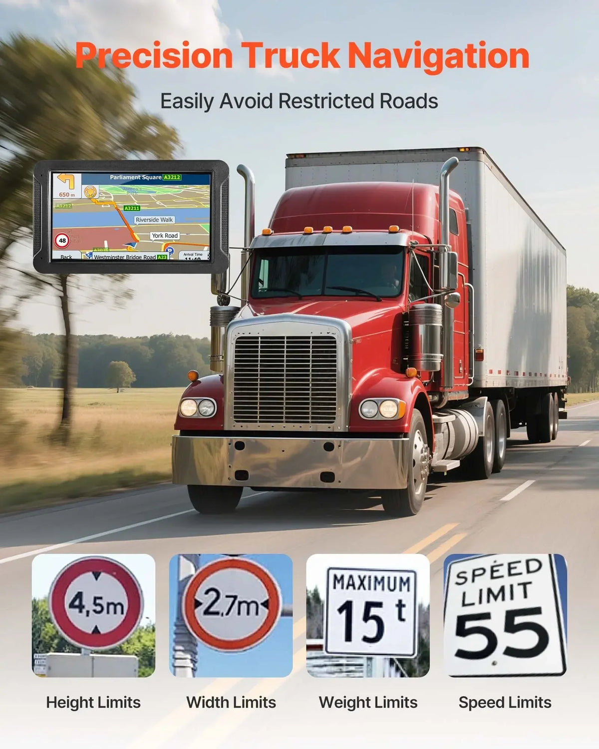 7″ GPS Navigator with Dash Cam