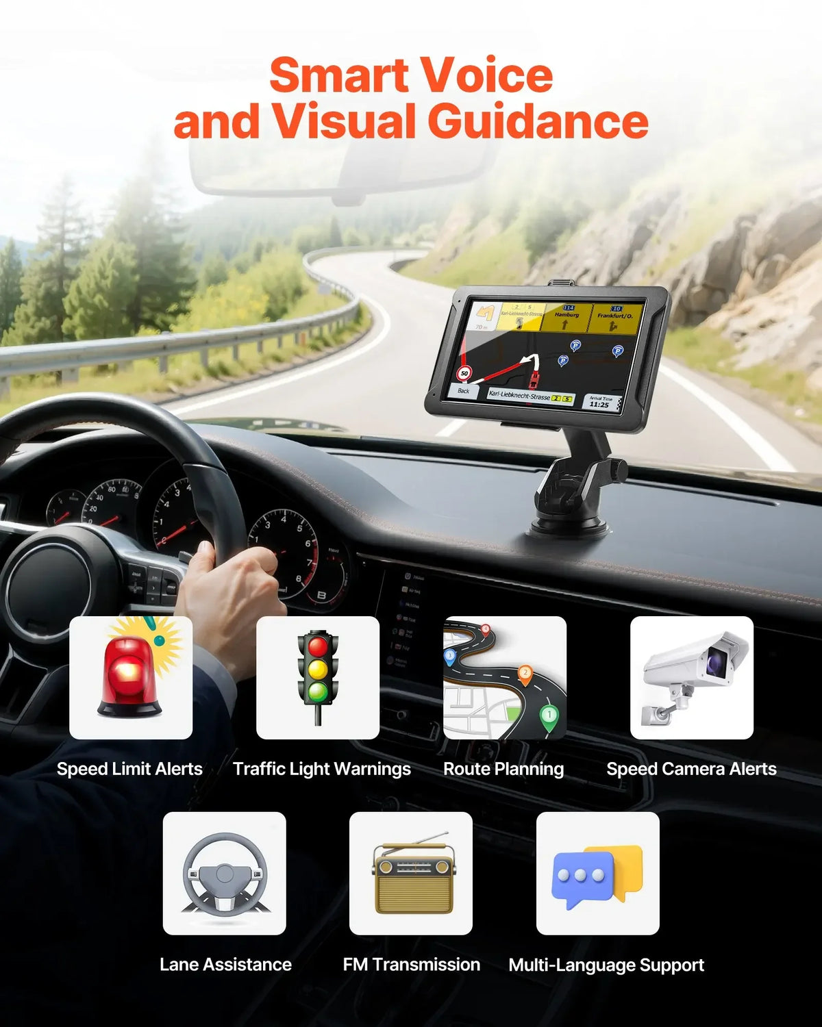 7″ GPS Navigator with Dash Cam