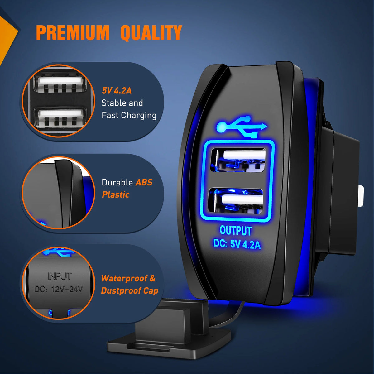 Dual-USB Car Charger Socket